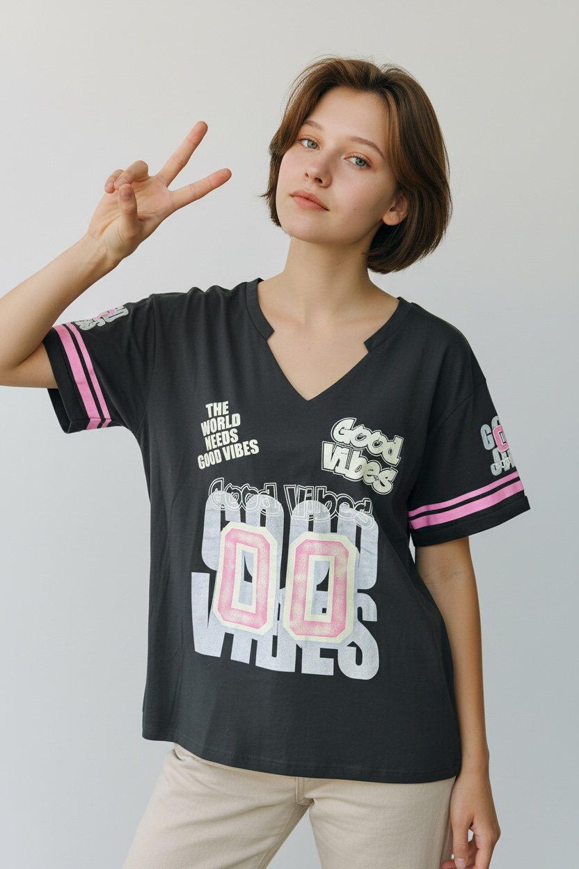 GOOD VIBES VARSITY TEE